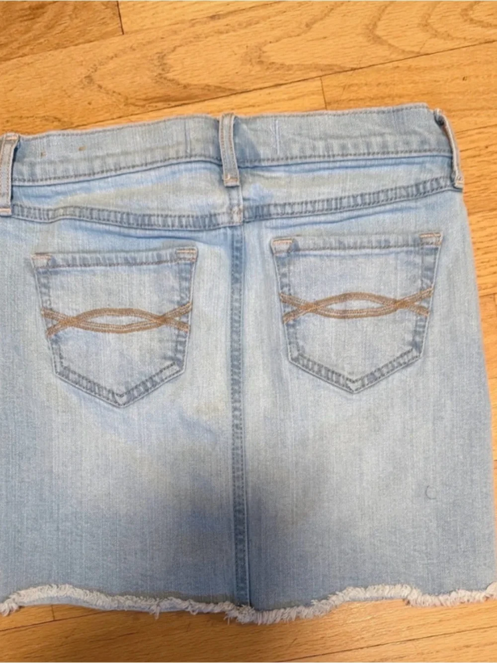 Abercrombie Light Blue Distressed Girls denim skirt size 9/10